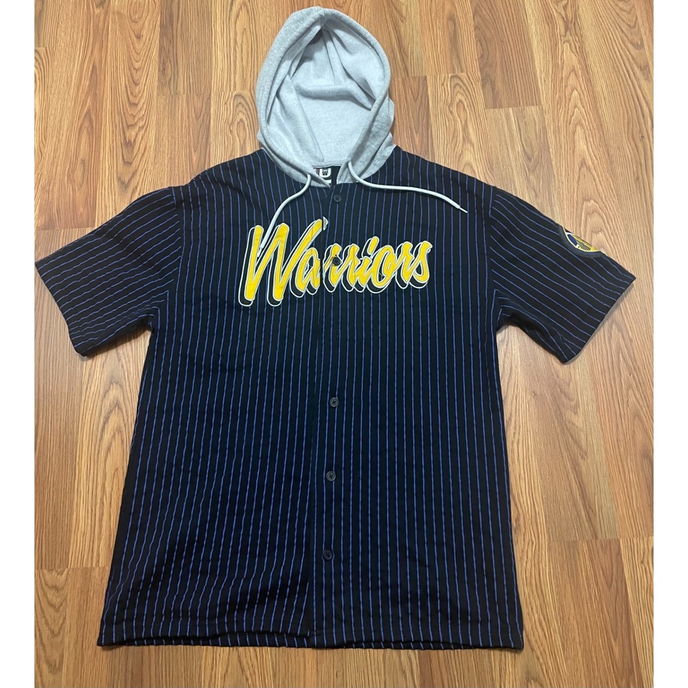 Golden State Warriors Hoodie Jersey Mens Large Pinstripe Button Front
